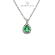 Collana con Smeraldo Taglio Goccia e Diamanti Crivelli